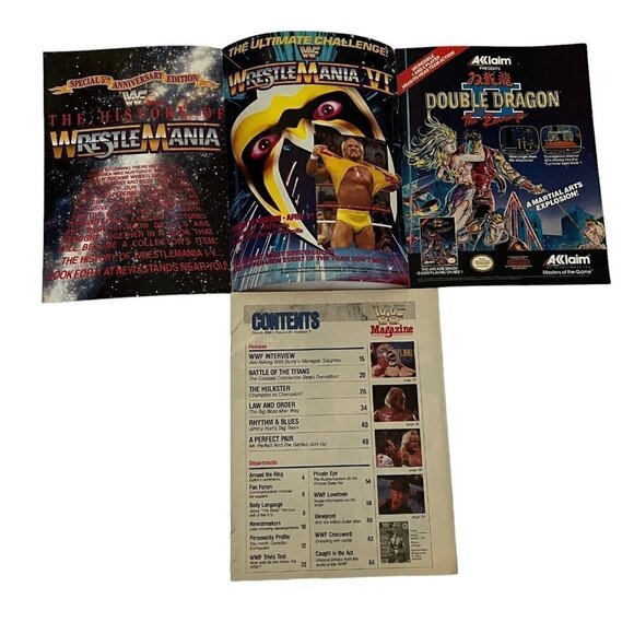 Vintage 1980s 1990s WWF Magazine Lot 10+ Von Erich Hulk Flair Poster Ads Trivia - Picture 6 of 16